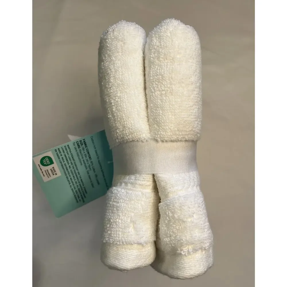 Martha Stewart Plush Hand Towels Everyday White 16x30 Inch Cotton Set of 2